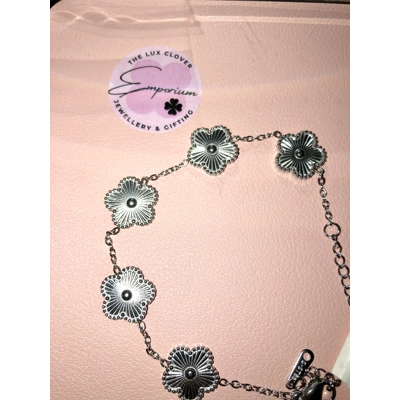 Clover bracelet silver five leaf clover flower bracelet Va..