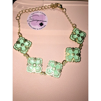 18k Ladies clover bracelet mint green