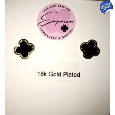 Ladies Clover earrings gift 18k gold black clovers Ladies Clover earrings gift 18k gold black clovers