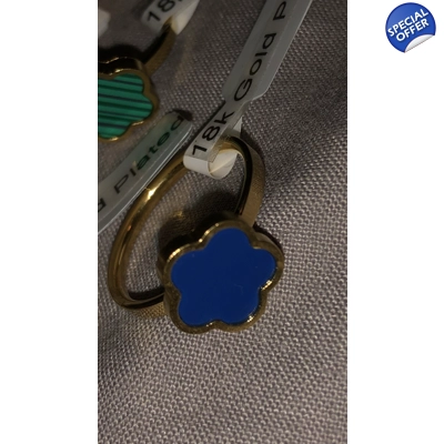 Ladies ring 18k gold clover ring - blue Ladies ring 18k gold clover ring - blue