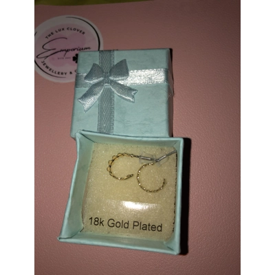Ladies earrings gift  18k gold leaf hoop earrings boxed gift