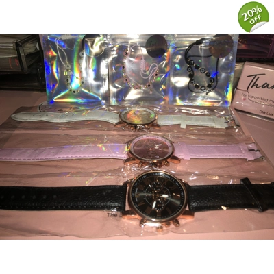 Ladies black watch set with matching bracelet gift set sto.. Ladies black watch set with matching bracelet gift set sto..