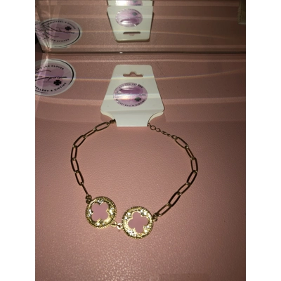 Pink and gold clover bracelet Valentine’s Day Gift