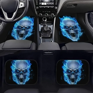 Blue Skull Pattern Car Floor Mats