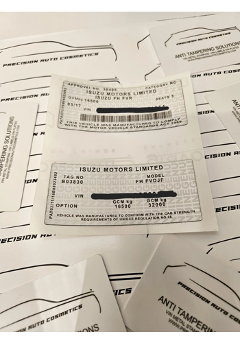 ISUZU Vin Label/Sticker Set