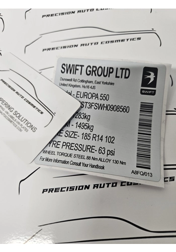 Swift Caravan Label/Sticker Set