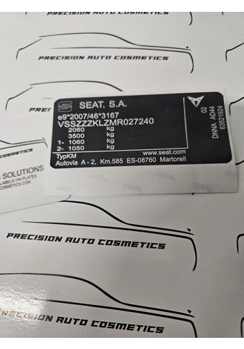 Seat Cupra Vin Label/Sticker Set