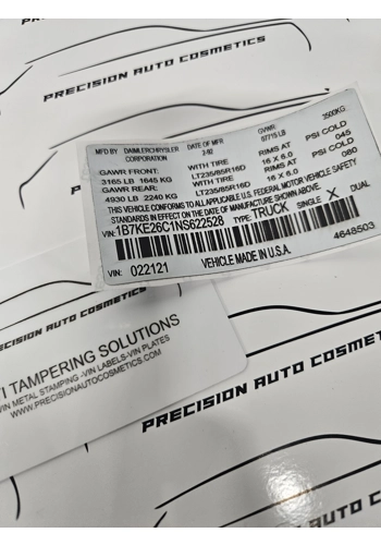 Chrysler/Dodge Vin Label/Sticker Set
