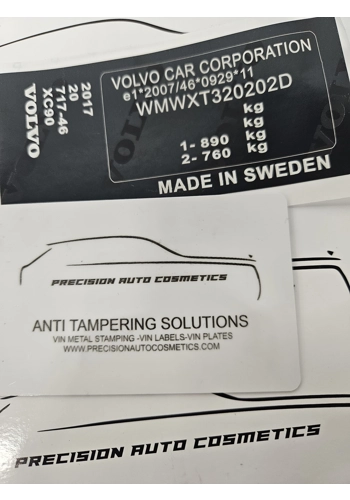Volvo Vin Label/Sticker Set