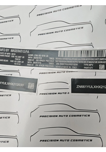 Maserati Vin Label/Sticker Set