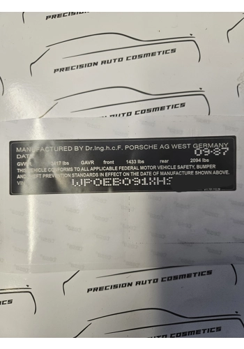 Porsche Punched Vin Label/Sticker Set