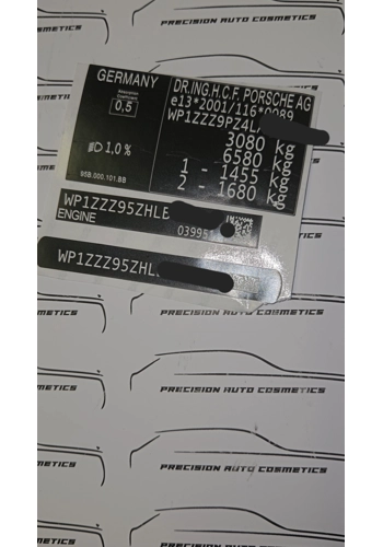 Porsche Vin Label/Stick..