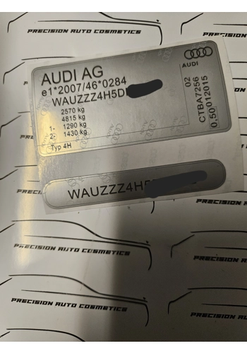 Audi Vin Label/Sticker Set