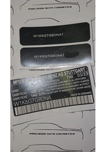 USA Mercedes Vin Label/Sticker Set