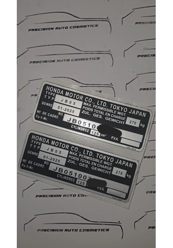 Honda Motorcycle Vin Label/Sticker Set