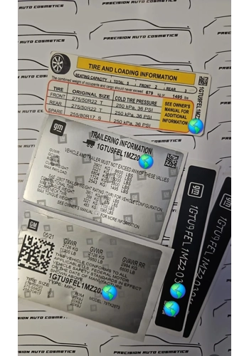 Chevrolet  Vin Label/Sticker Set