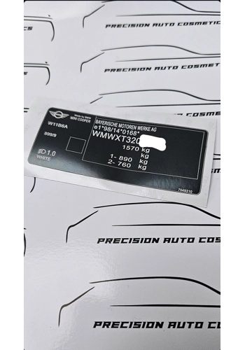MIni Cooper Vin Label/Sticker Set