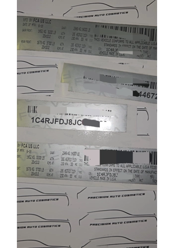 Jeep Vin Label/Sticker Set