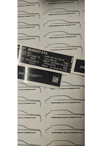 Maserati Vin Label/Sticker Set