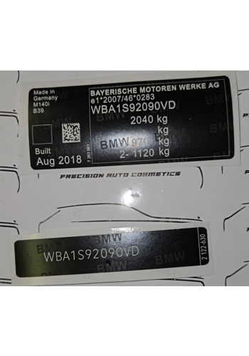 BMW Vin Label/Sticker Set