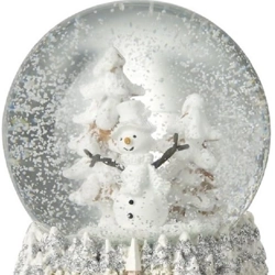 Snowman Snowglobe With Decorative Winter Village Base