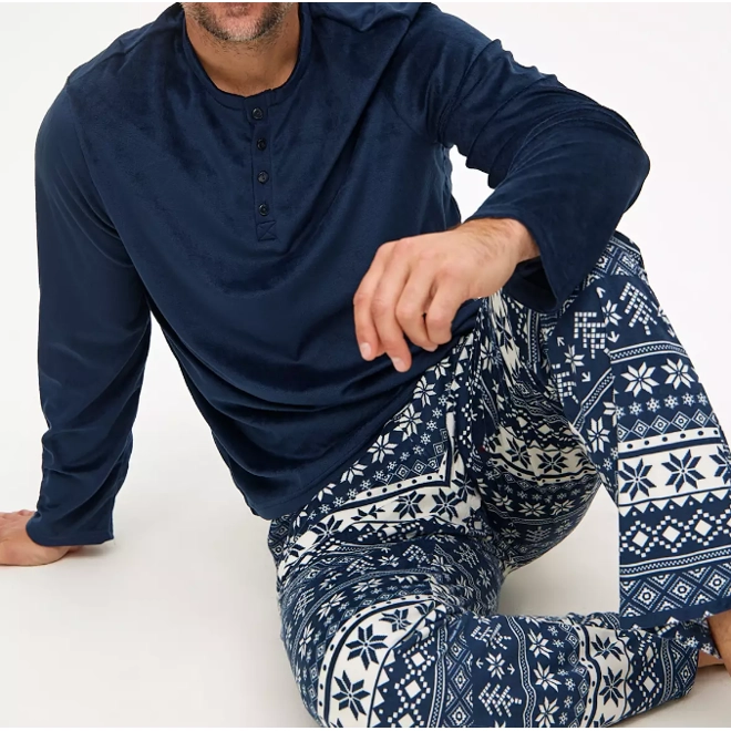 product Image for Mini Me Men's Christmas Navy Fair Isle Fleece Pyjamas