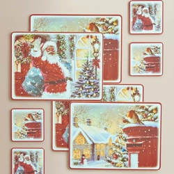 Christmas Scene Placemat and Coaster Set - Pack of 8