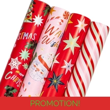 Christmas Wrapping Paper Roll - Red and Pink