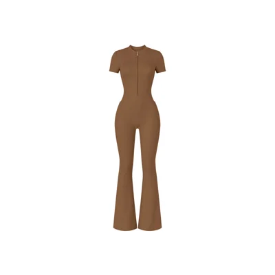 WOMENS FLARE JUMPSUIT (Brown)