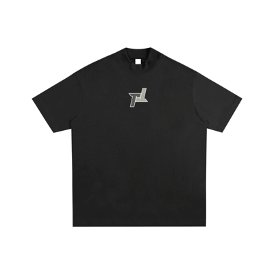 Oversized Past Time Mock Neck Tee (Black)