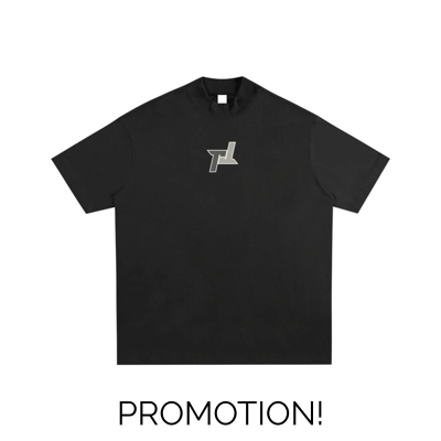 Oversized Past Time Mock Neck Tee (Black)