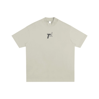 Oversized Past Time Mock Neck Tee (Sand)