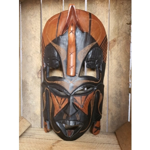 VINTAGE CARVED AFRICAN JAMBO (KENYA) TRIBAL DRESS MASK
