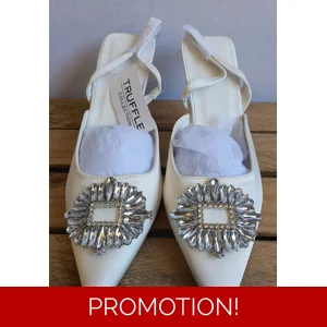 TRUFFLE White Diamante Slingback Wedding Heels Size UK6 -NEW