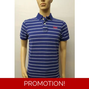 SUPERDRY Blue and White Stiped S/Sleeve Shirt Size Large
