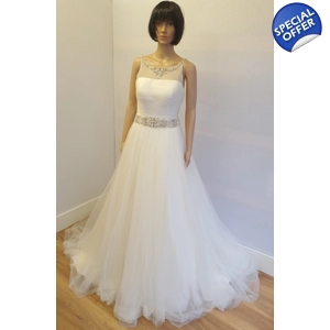 IMPRESSION A-Line Tulle Ivory Beaded Wedding Gown UK8 US6 NEW RRP £499