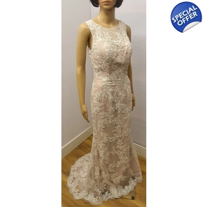 THE COUTURE COLLECTION Lace A-Line Wedding Gown Ivory Nude Size UK 10