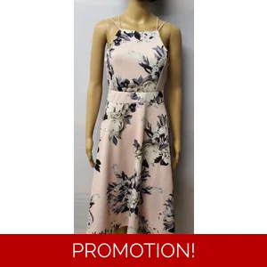 BOOHOO Pink Flower Print Dress with Cord Cross over Straps Size UK10