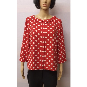 PHASE EIGHT Red and White Dot L/Sleeve Top Size UK 10