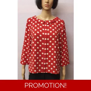 PHASE EIGHT Red and White Dot L/Sleeve Top Size UK 10
