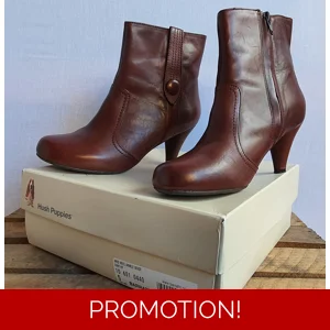 HUSH PUPPIES Brown Leather Mid Heel Zip Ankle Boots Size UK 5