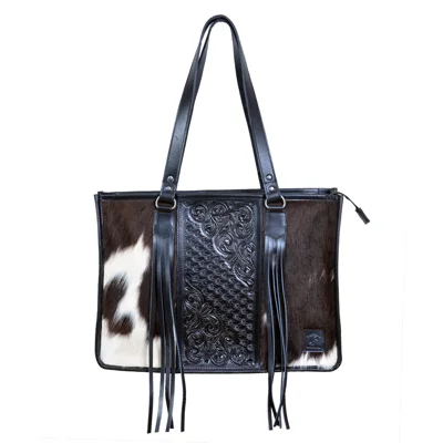 Black Tooled & Hair on Cowhide