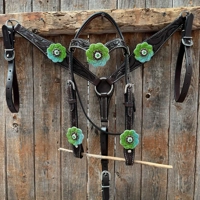 Dark Oil Floral Blue and Green Rh..