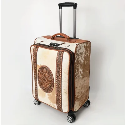 Hand Tooled Leather/Cowhide Travel Case