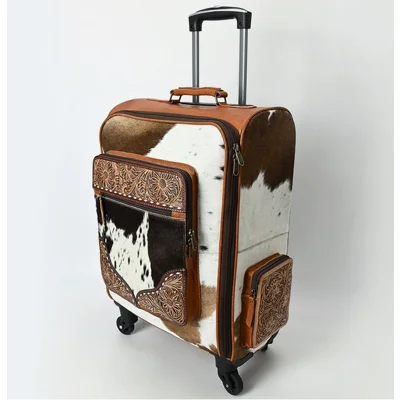 Hand Tooled leather & Cowhide travel case