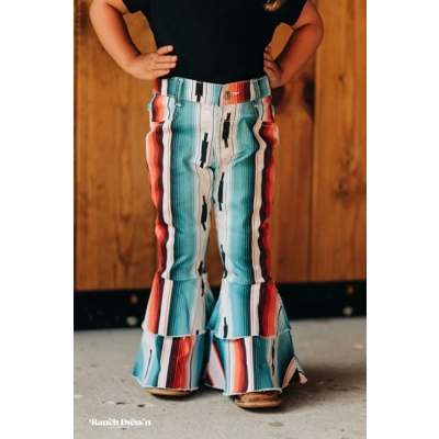 Teal Serape Ruffle Bells