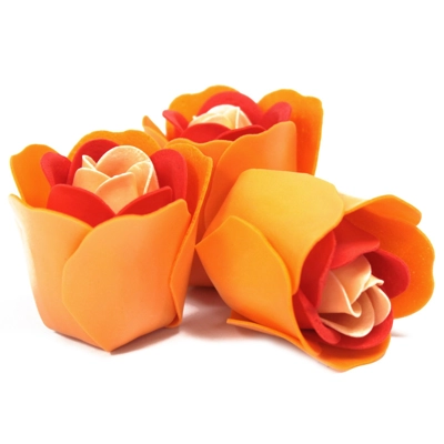 Set of 3 Soap Flower Heart Box - Peach Roses Set of 3 Soap Flower Heart Box - Peach Roses