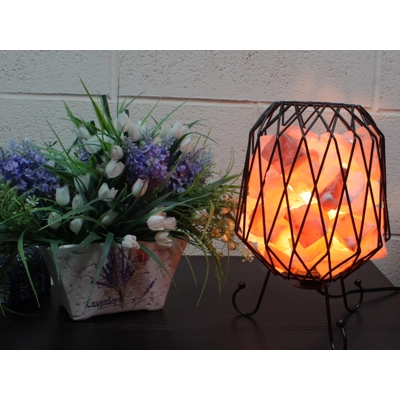 Mesh Salt Rock Brazier,Pink Salt Chunks, Cable & Bulb Mesh Salt Rock Brazier,Pink Salt Chunks, Cable & Bulb