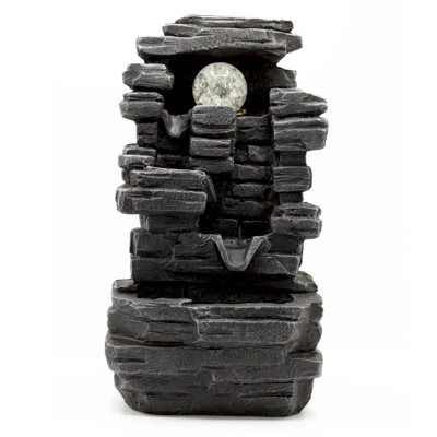 Tabletop Water Feature - 35cm - Slab Rocks Formation & Cry.. Tabletop Water Feature - 35cm - Slab Rocks Formation & Cry..