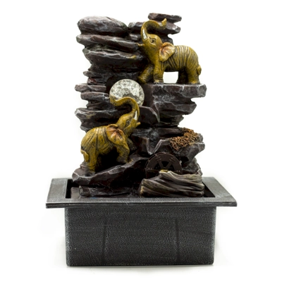 Tabletop Water Feature - 35cm - Elephants, Crystal Ball & .. Tabletop Water Feature - 35cm - Elephants, Crystal Ball & ..
